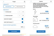 Handwerker-App zur Heizungsoptimierung: Screenshots Eingabe und Ergebnisse